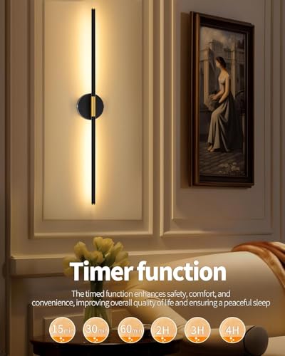 24-Inch Rechargeable Wall Sconce Set of 2 - Black Gold, 350° Rotating Lamp, Dimmable & Cordless