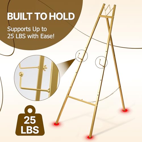 Jdooqee 57.5" Gold Easel Stand for Sign - Adjustable, Heavy Duty, Wedding Display (Variation 1)