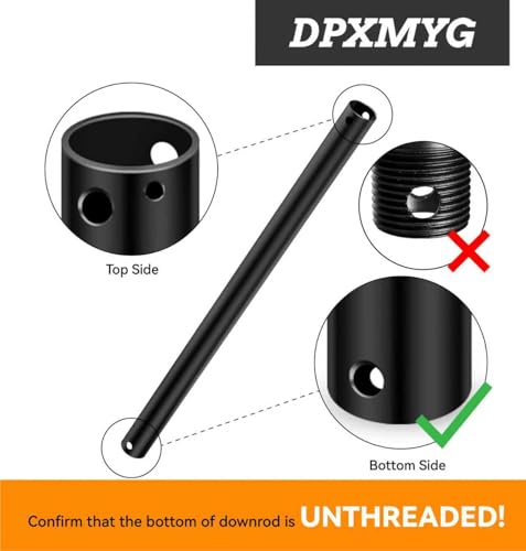 72 Inch Ceiling Fan Downrod - Black, 1-Inch Diameter, Unthreaded Extension