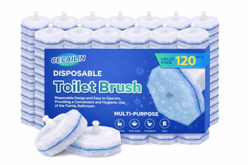 120pcs Toilet Brush Refills Bulk Pack Disposable Bowl Cleaner Scrubber Pads - Cecailin