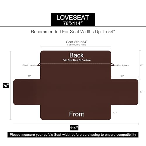 U-NICE HOME Loveseat Sofa Cover for 54 Inch Couch - Reversible Quilted Beige Coffee Cover with Non-Slip Straps