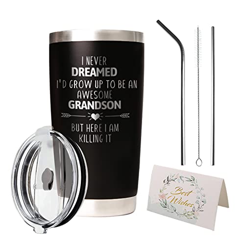 Grandson Travel Tumbler 20oz Stainless Steel Insulated Cup Gift for Men & Women