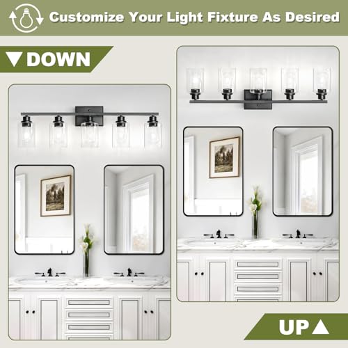 Unicozin Modern Bathroom Light Fixtures, 5 Vanity Lights Over Mirror,