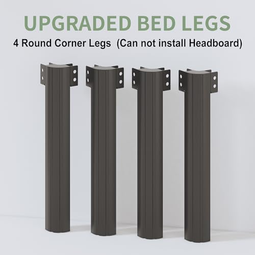 Full Size Metal Bed Frame 22 Inch High Platform Bed with Rounded Legs, Noise-Free, Easy Assembly, Black