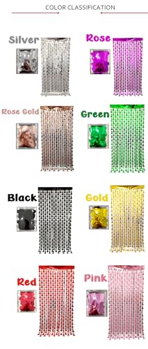 Red Metallic Foil Curtain Streamers for Bachelorette Party & Photo Booth Decor - 2 Pack