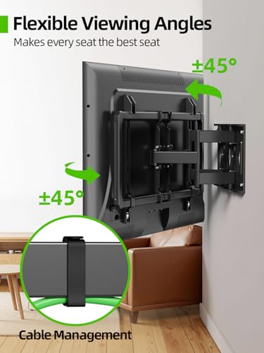 USX MOUNT Ultra Slim TV Wall Mount 37-90 Inch Full Motion Dual Swivel Tilt Max 120lbs