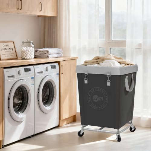Commercial Laundry Hamper with Heavy Duty Steel Frame - Black, Medium