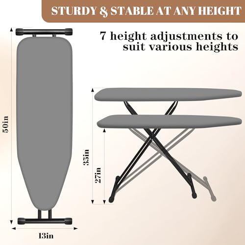 RIZTAIK Gray Compact Ironing Board 13x43 Space Saver for Small Spaces