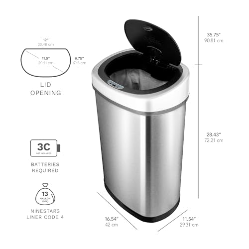 Niestars Touchless Motion Sensor Trash Can Set 13.2 Gal & 2.1 Gal Stainless Steel