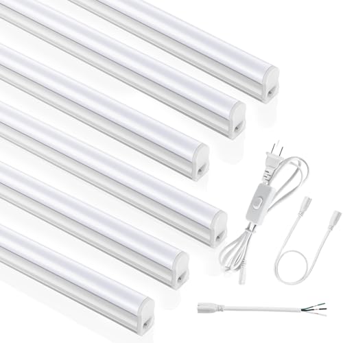 T5 LED Shop Lights 4FT 20W 2300lm 6500K - 6 Pack, Linkable Garage & Workshop Lighting