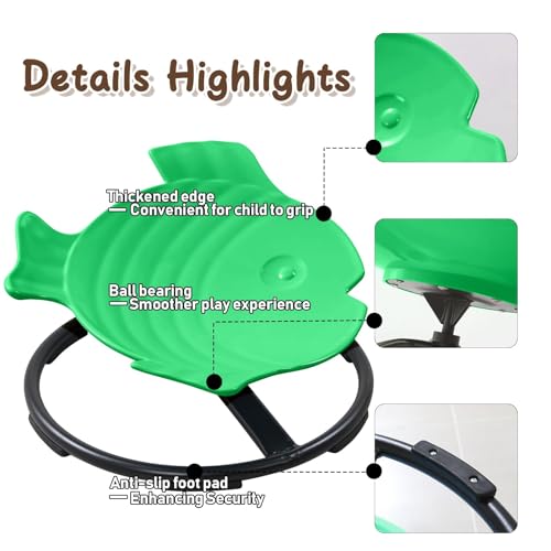 HAPPYMATY Deep Green Sensory Spin Chair for Autistic Kids, Sit & Spin Toy, Aa Dark Green
