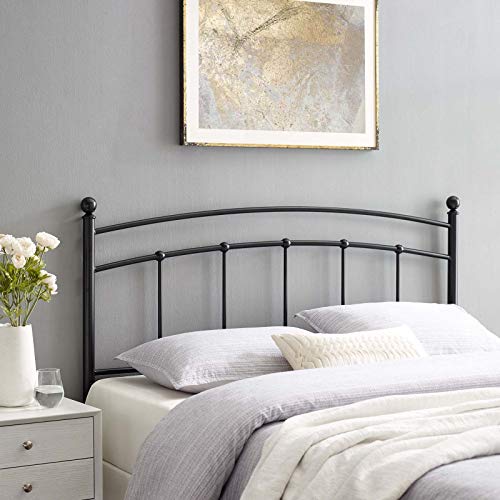 Queen Metal Headboard with Rustic Farmhouse Style - Black