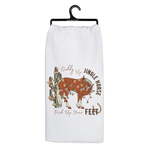 Koesus SD-14 Western Cactus Christmas Horse Kitchen Towels - 16x24 Inches