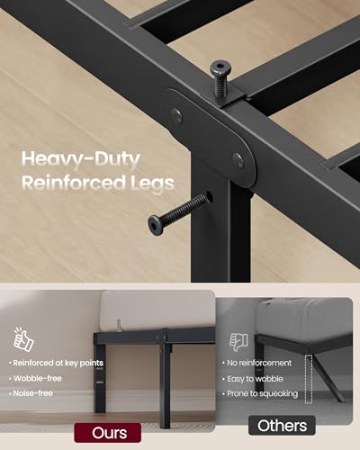 Twin Metal Bed Frame 14 Inch Tall, Noise-Free Support — Quick Assembly