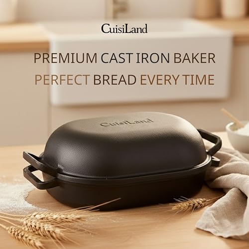 Large 9QT Cast Iron Bread & Loaf Pan for Artisan Baking