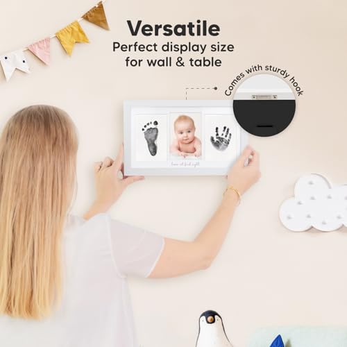 KeaBabies Inkless Baby Handprint & Footprint Kit - Alpine White, Newborn Keepsake