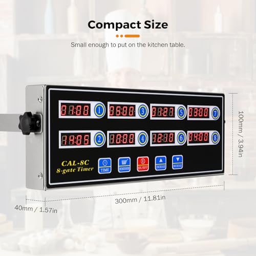 8-Channel Digital Kitchen Timer for Restaurant & Commercial Use