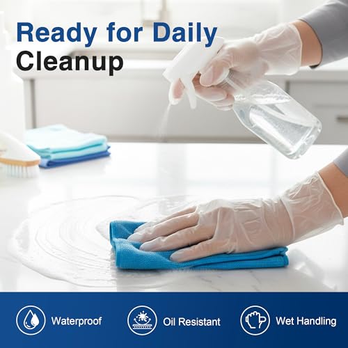 Large Vinyl Exam Disposable Gloves Latex-Free Clear 4 Mil - 1000 pcs