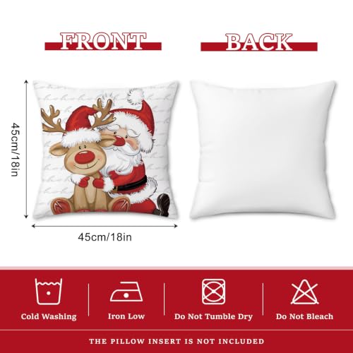 Christmas Velvet Throw Pillow Covers Set of 4 18x18 Inches Holiday Decor