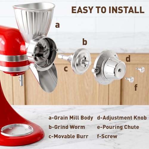 COFUN Metallic Grain Mill Attachment for KitchenAid Stand Mixer