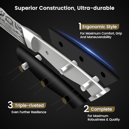 CoquusAid 6-Piece Non-Serrated Steak Knife Set with Rest – High-Carbon Stainless Steel