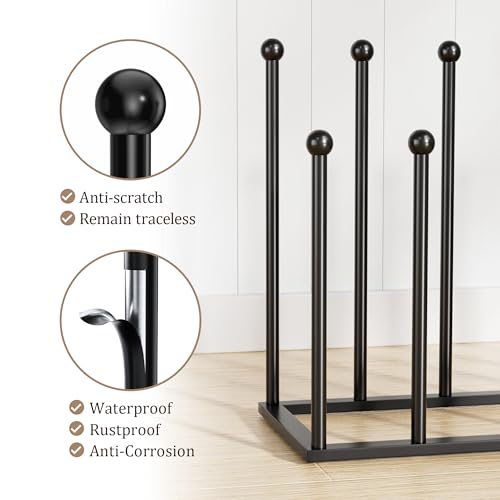 Freestanding Boot Rack for 8 Pairs - Black Shoe Organizer with Variation Large Poles