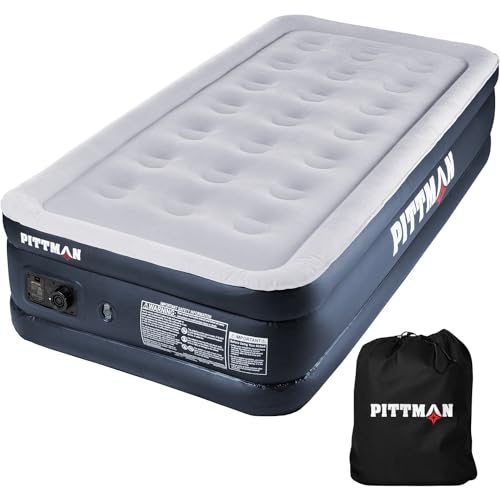 Twin 18-Inch High Inflatable Air Mattress with Built-In Pump - Black