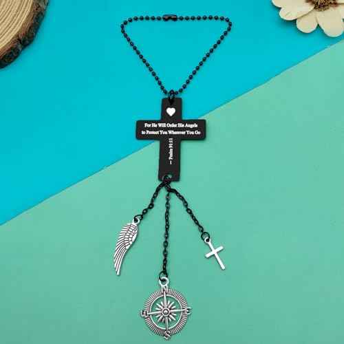 Bible Verse Hanging Ornaments Christian Rear View Mirror Hanging Accessories Scripture Religious Gift New Driver Gifts Inspirational Faith Gift for Men Women Christmas Birthday Easter Prayer Gift