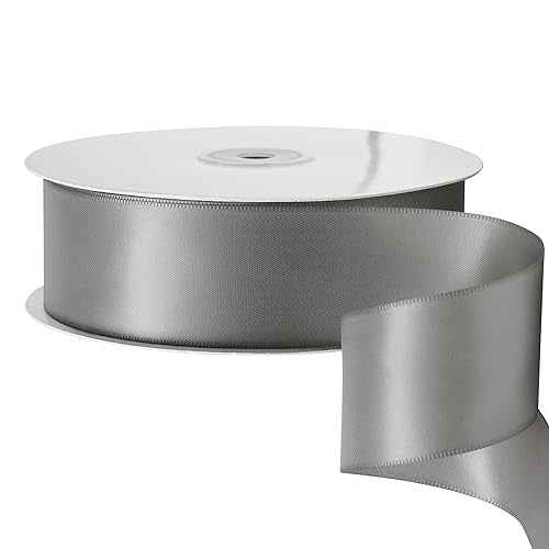 LIUYAXI Silver Stain Ribbon, 2" X Continuous 50 Yards, Double Faced Fabric Ribbon Use for Bows Bouquet,Christmas Gift Wrapping,Floral Arrangement