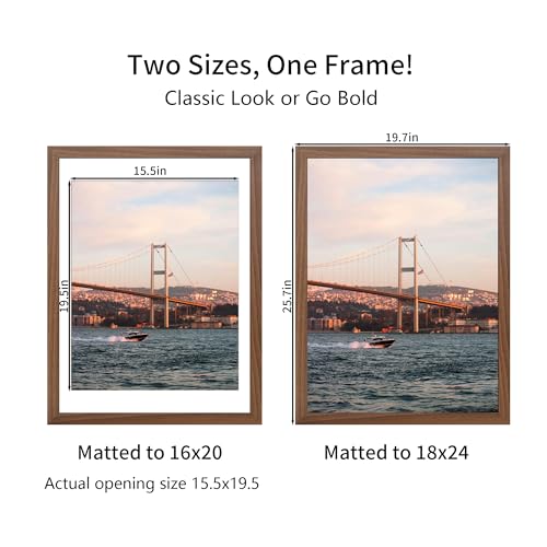 YESKAY 18x24 Brown Picture Frame Set of 3 for Wall Display, Hang Horizontal or Vertical