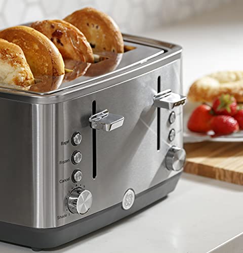 4-Slice Stainless Steel Toaster with Wide Slots & 7 Shade Settings - Countertop Kitchen Appliance