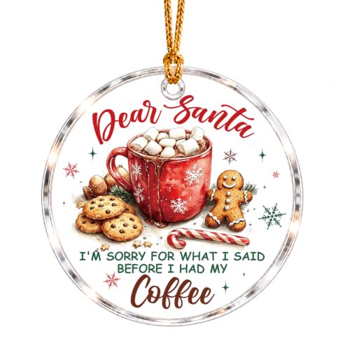Coffee Lover Christmas Ornament Acrylic Holiday Decor for Tree