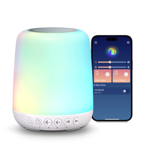 Easysleep White Noise Sound Machine for Sleep - Milky White, 30 Soothing Sounds, Night Light & App Control
