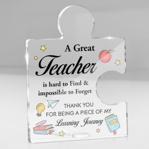 QODMGD Teacher-B Acrylic Puzzle Piece Plaque Gift for Teacher Appreciation - Office Decor