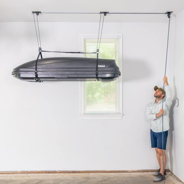 Teal Triangle Ceiling Storage Hoist - Heavy-Duty Garage Pulley Lift System | Holds 150 lbs for 8-10 ft Ceilings