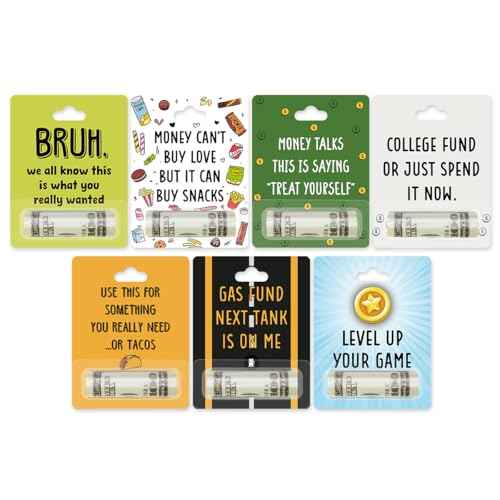 7 PCS Funny Variety Fund Gift Card for Boy Girl Money Holders for Cash Gift Money Holder Ornaments for Gifting Cash Checks Daily Christmas Birthday Tree Decorations Money Hanging Ornament