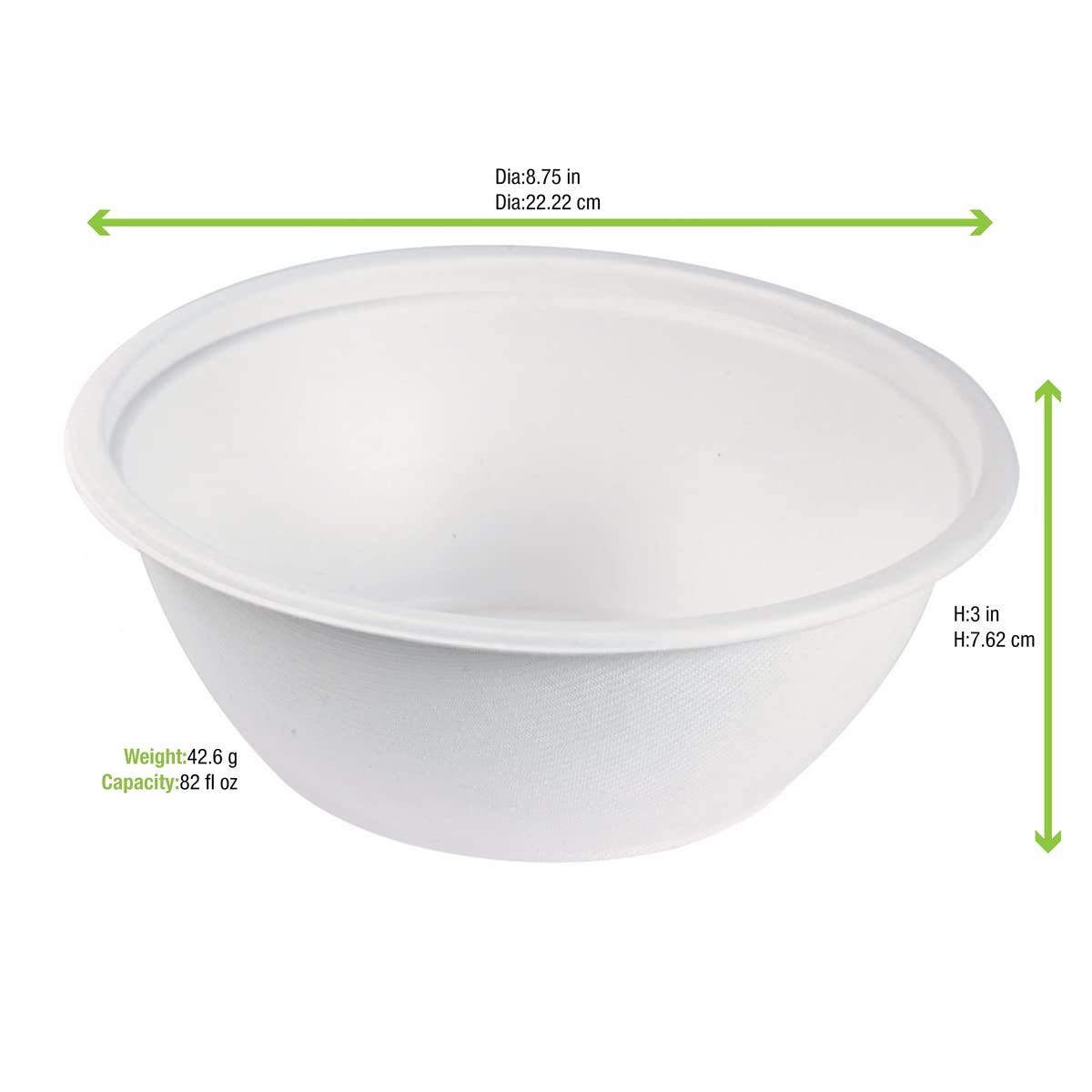 PacknWood 210APUB2400 - Sugarcane Serving Bowl - hot soup bowls dispos- paper bowl disposable - disposable bowl hot soup - disposable bowl - paper bowl- (80 oz, 9.4")- case of 100
