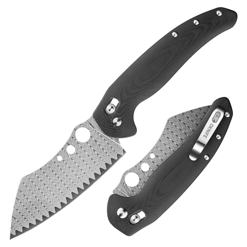 OKNIFE Sentry R1 Damascus Foldable Chef Knife - Black, 4.61'' Outdoor Kitchen Knife