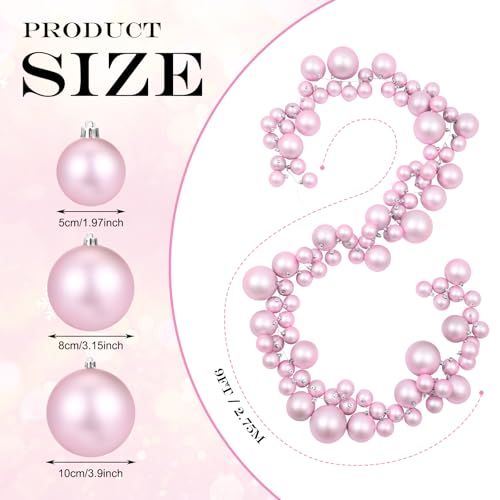 Motionchic 9 ft pink Christmas Ball Garland Ornament – 9 ft / Pink