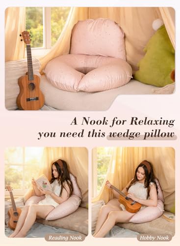 INSEN Pink Flower Wedge Pillow Set for Sleeping & Post-Surgery Support