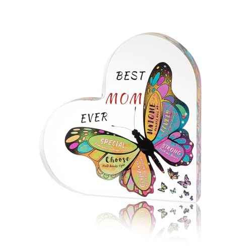 Gifts for Mom from Daughter Son,Butterfly Desk Decorations Best Mom Ever Gifts£¬Mother Birthday Present for Mom Christmas Anniversary and Mothers Day Gifts (5.9 x 5.9 x 0.6in£©