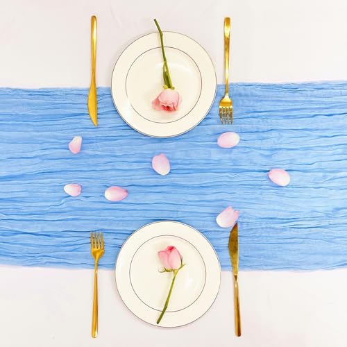 Baby Blue Cheesecloth Table Runner 10FT for Wedding Baby Shower Rustic Decor