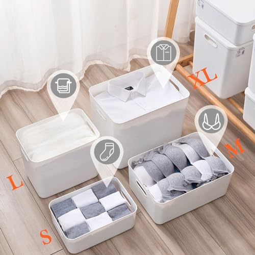 Set of 4 Extra Large White Plastic Storage Bins with Lids - Toy, Closet & Home Organizer