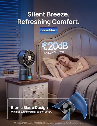 DREO TurboCool Misting Fan Grey - 5°F Cooling, Ultrasonic Quiet Oscillating Portable Fan