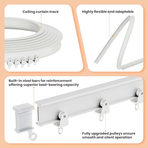 Jilron Accordion Room Divider with Ceiling Track - Beige 180" W x 84" L, Retractable Partition