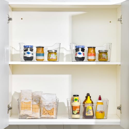 AntStep X-Large Clear Plastic Storage Bins - 12 Pack Pantry Organizers with Handles