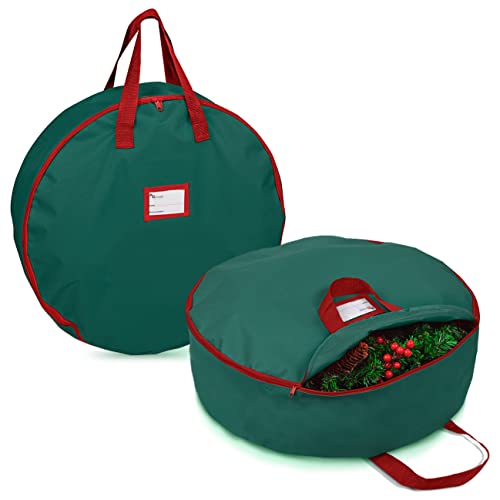 Primode Green 30-Inch Christmas Wreath Storage Bag 2-Pack - Holiday Garland Organizer
