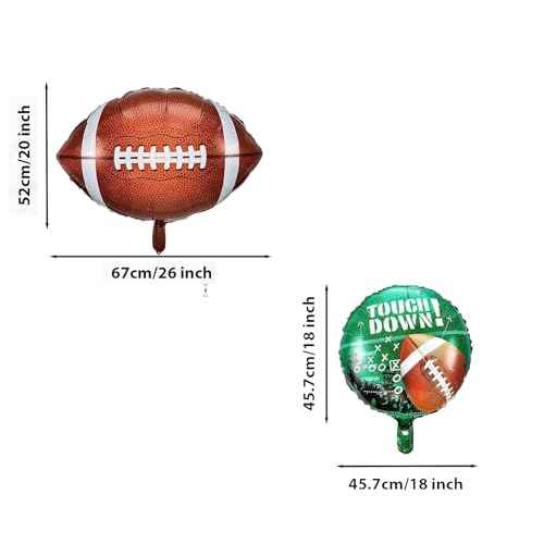 6 Pieces Football Balloons Set, 3 Pieces Football Field Balloons and 3 Pieces Football Foil Balloons for Tailgate Game Day Football Theme Supplies Birthday Party Decorations,Football Party Supplies