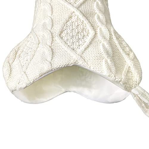 Dog Christmas Stocking, Knit White Stocking for Dogs, Bone Shape