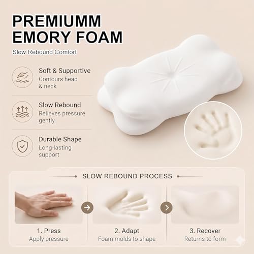 Large Cloud Sleep Pillow - White / Ergonomic Memory Foam Neck Support